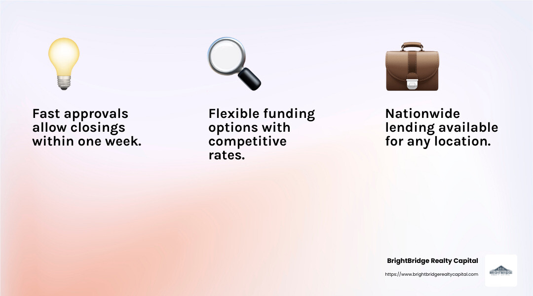 Fast closing process ensures you're ready to move forward without delay. - how do bridge loans work infographic 3_facts_emoji_light-gradient