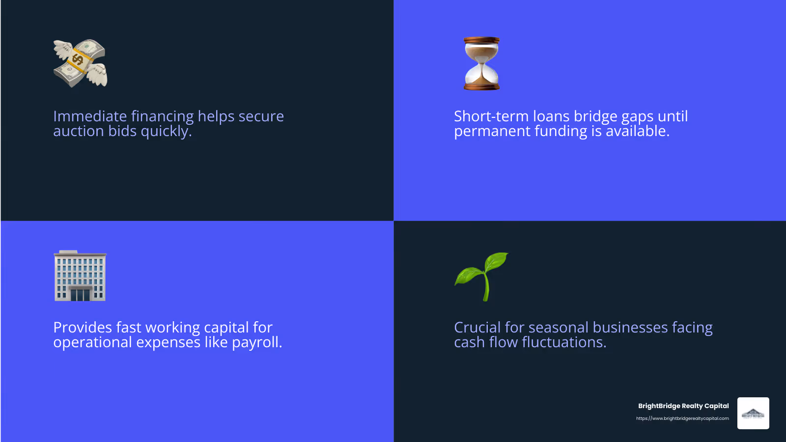 Fast Working Capital - quick bridging loans infographic 4_facts_emoji_blue