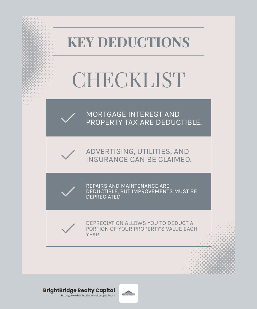 Common rental property deductions - how to manage rental property finances infographic checklist-light-blue-grey Common rental property deductions - how to manage rental property finances infographic checklist-light-blue-grey
