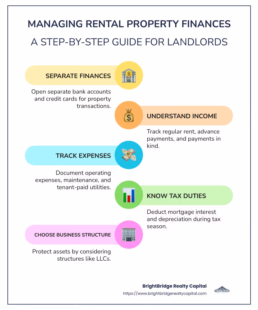 How to Manage Rental Property Finances - Infographic - how to manage rental property finances infographic infographic-line-5-steps-colors