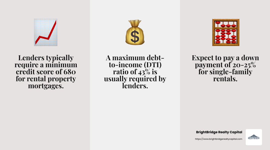 Understanding the key requirements for taking out a mortgage on a rental property is crucial for investors. - taking out a mortgage on a rental property infographic 3_facts_emoji_grey