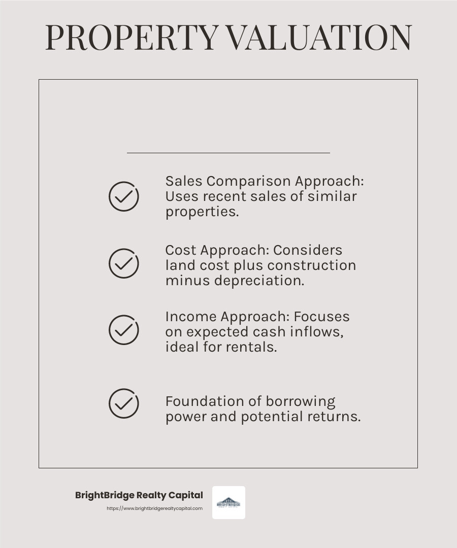 Property Valuation Methods - real estate investment strategies infographic checklist-light-beige