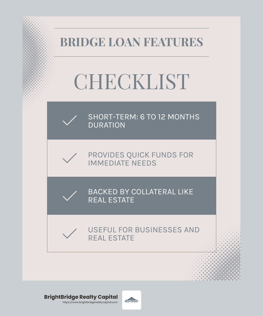 Bridge financing provides quick access to cash, enabling companies to cover immediate expenses. - bridge financing meaning infographic checklist-light-blue-grey