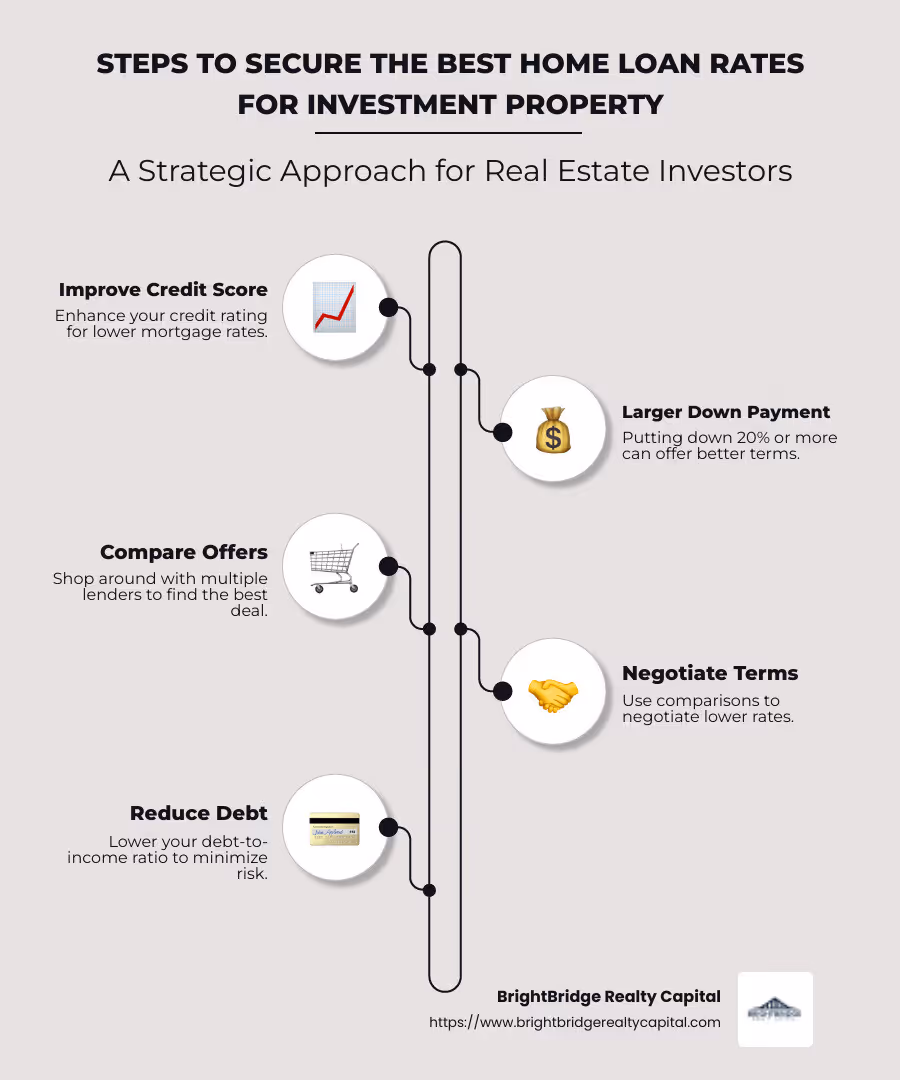 comparison of mortgage rates and investment strategies - best home loan rates for investment property infographic infographic-line-5-steps-neat_beige