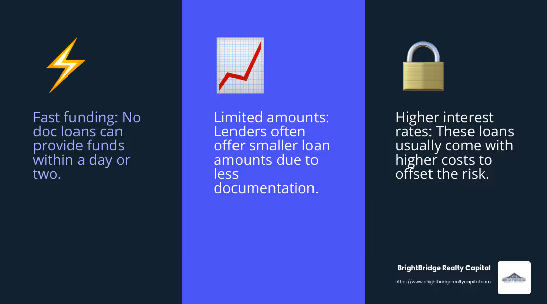 No Doc Loans: Fast Funding vs. High Interest Rates - no doc loans infographic 3_facts_emoji_blue