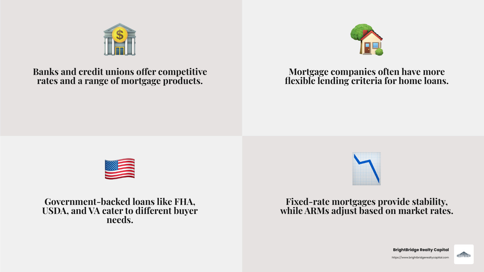 Mortgage lending options infographic - real estate mortgage lenders infographic 4_facts_emoji_grey