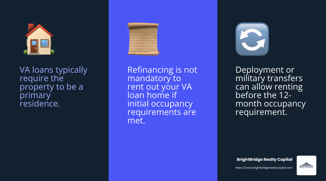 Refinancing options can help manage costs when renting out a VA loan home. - renting out a house with a va loan infographic 3_facts_emoji_blue