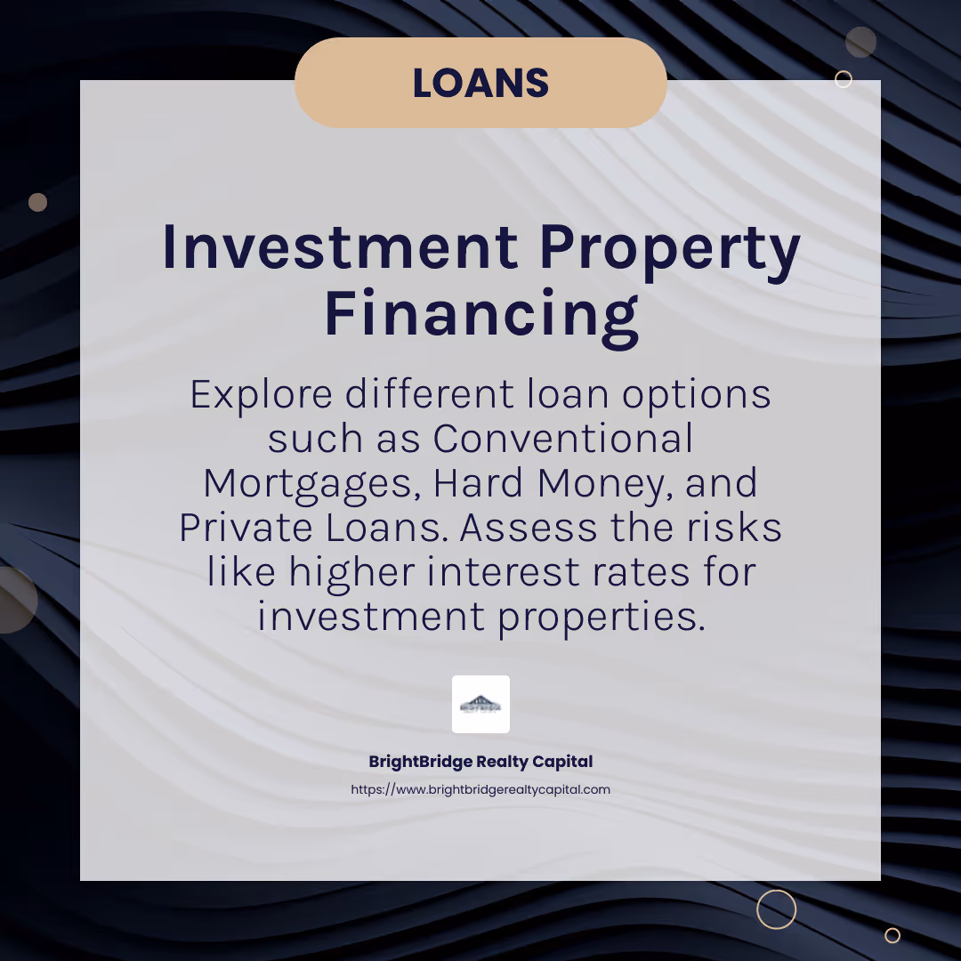 Investors need to weigh the pros and cons of each financing option carefully. - financing first investment property infographic simple-info-card-dark