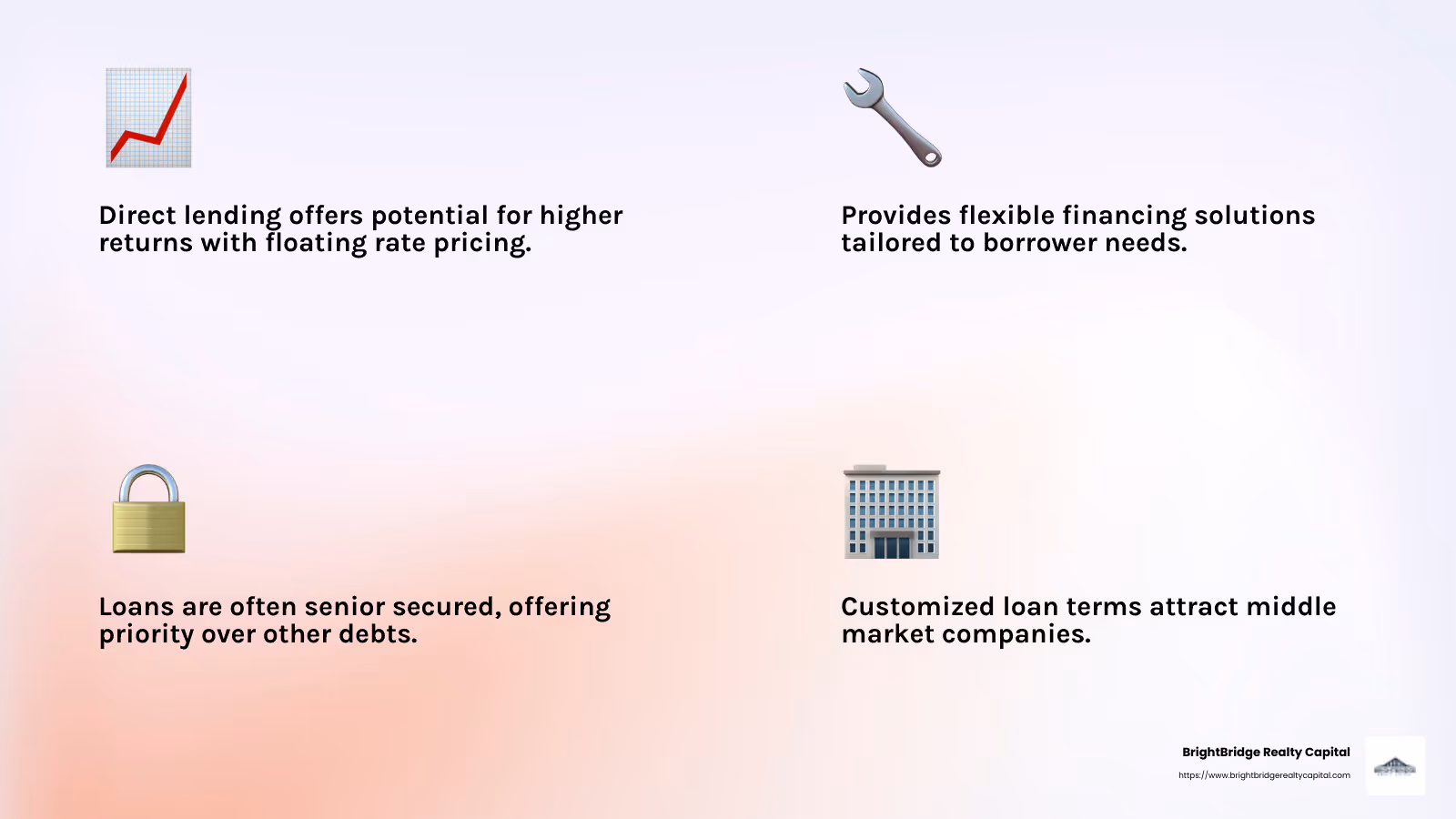 Direct Lending Investors Enjoy Flexible Financing and Higher Returns - direct lending investors infographic 4_facts_emoji_light-gradient