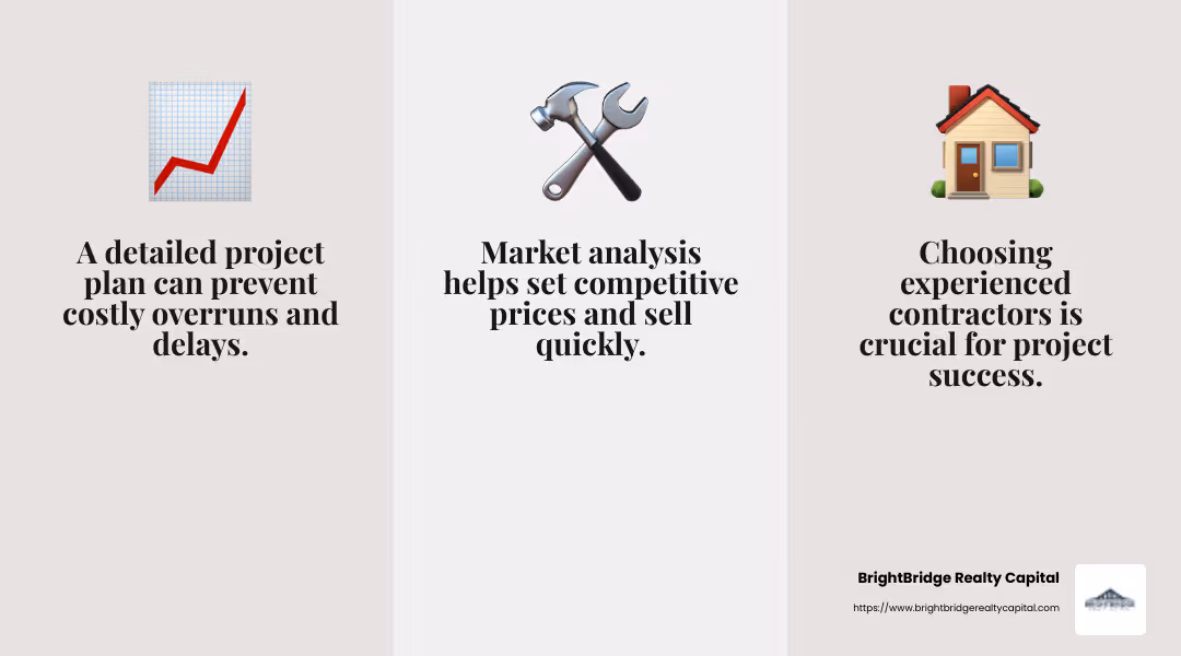 Market analysis is key to a successful fix-and-flip project - fix a flip infographic 3_facts_emoji_grey