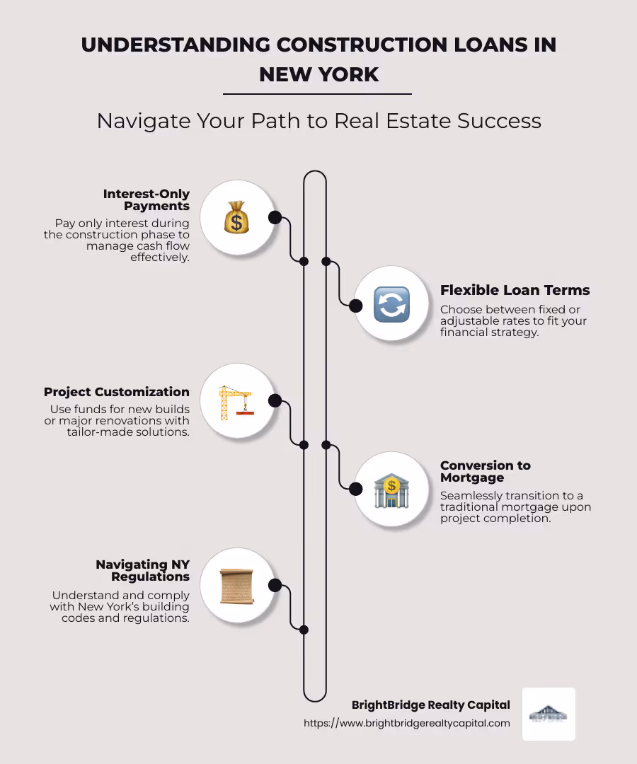 New York construction loan infographic - Construction loans New York infographic infographic-line-5-steps-neat_beige