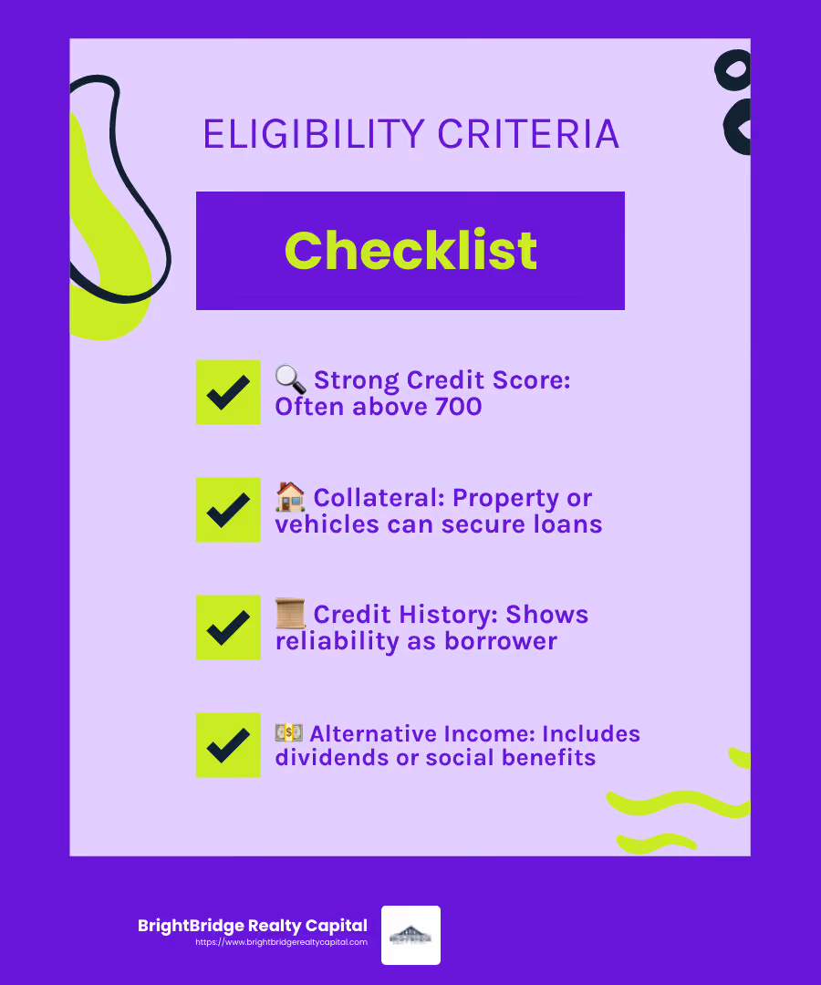 Eligibility criteria for no income proof loans - no income proof loans infographic checklist-fun-neon