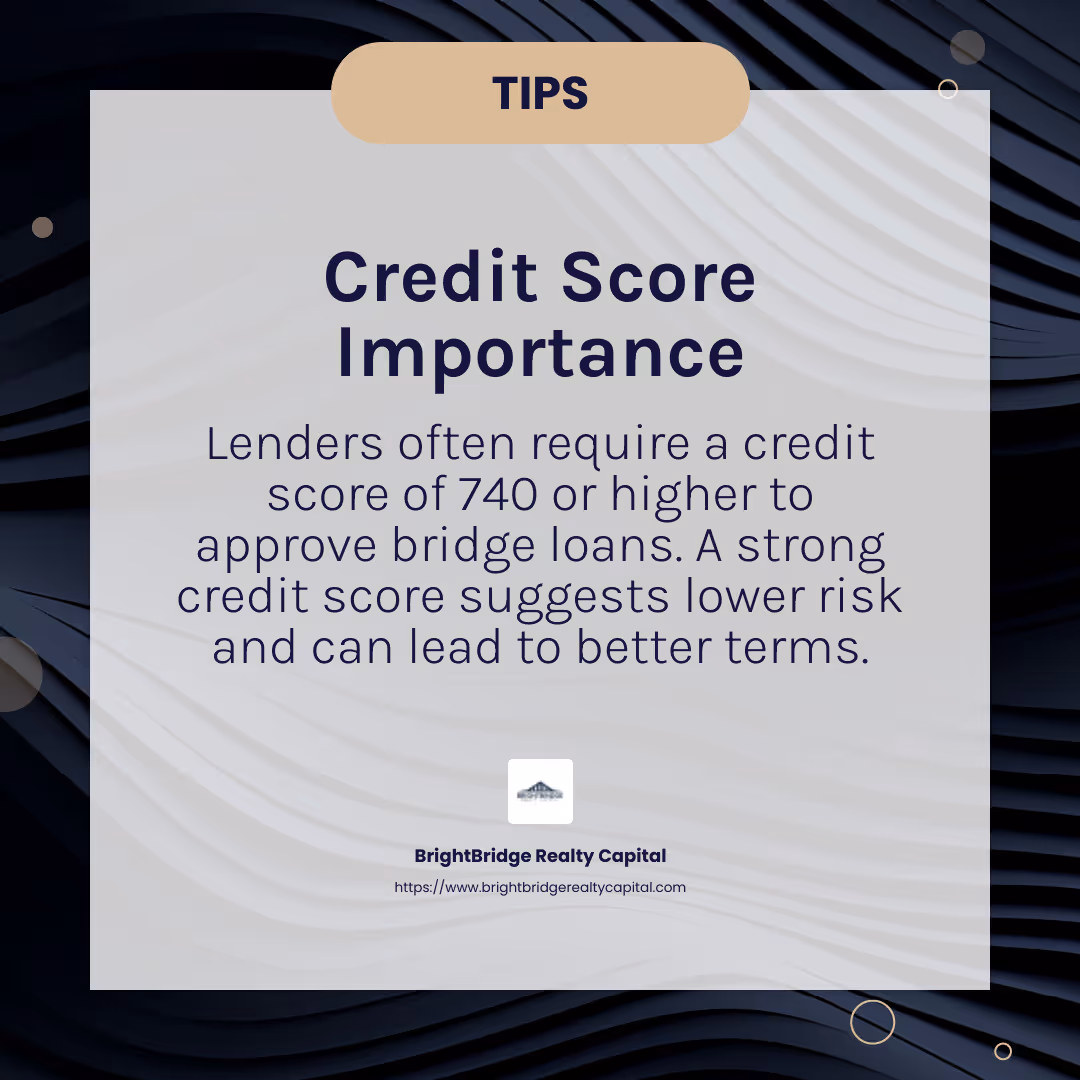 Credit score importance for bridge loans - bridge loan explanation infographic simple-info-card-dark