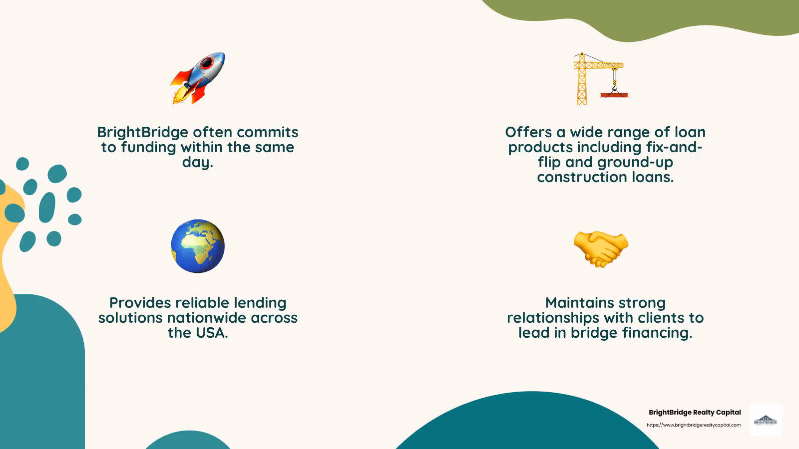 BrightBridge Realty Capital: A Leader in the Industry - bridge financing companies infographic 4_facts_emoji_nature