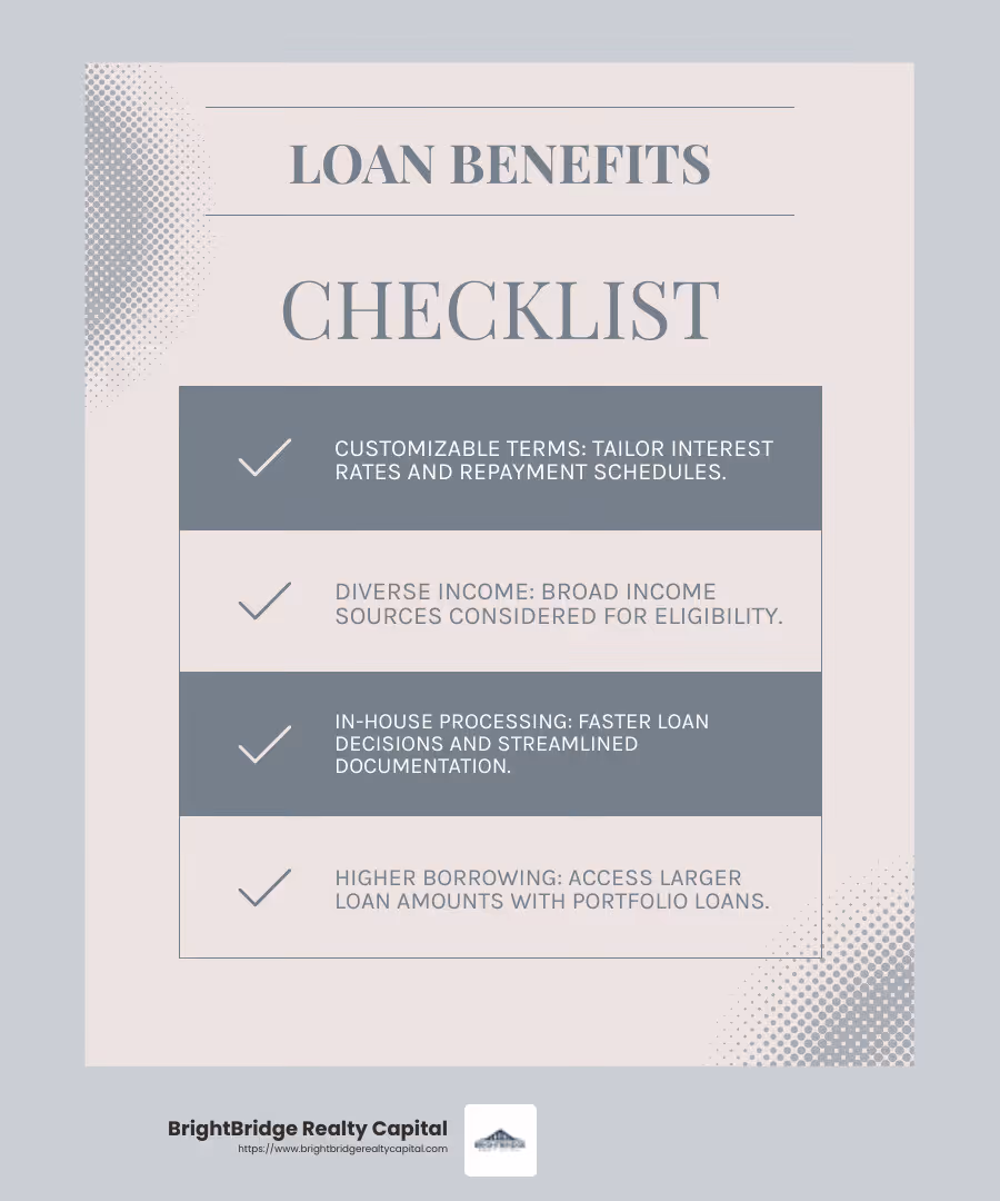 Faster approval process compared to traditional loans - portfolio investment loans infographic checklist-light-blue-grey