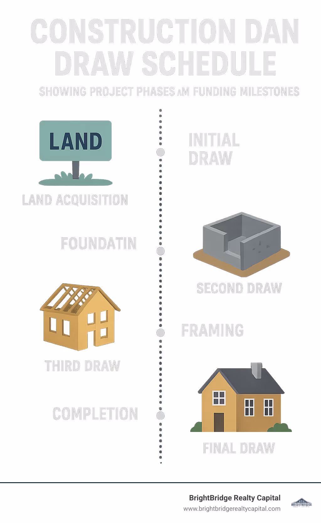 Construction loan draw schedule showing project phases and funding milestones - direct private money lender infographic 