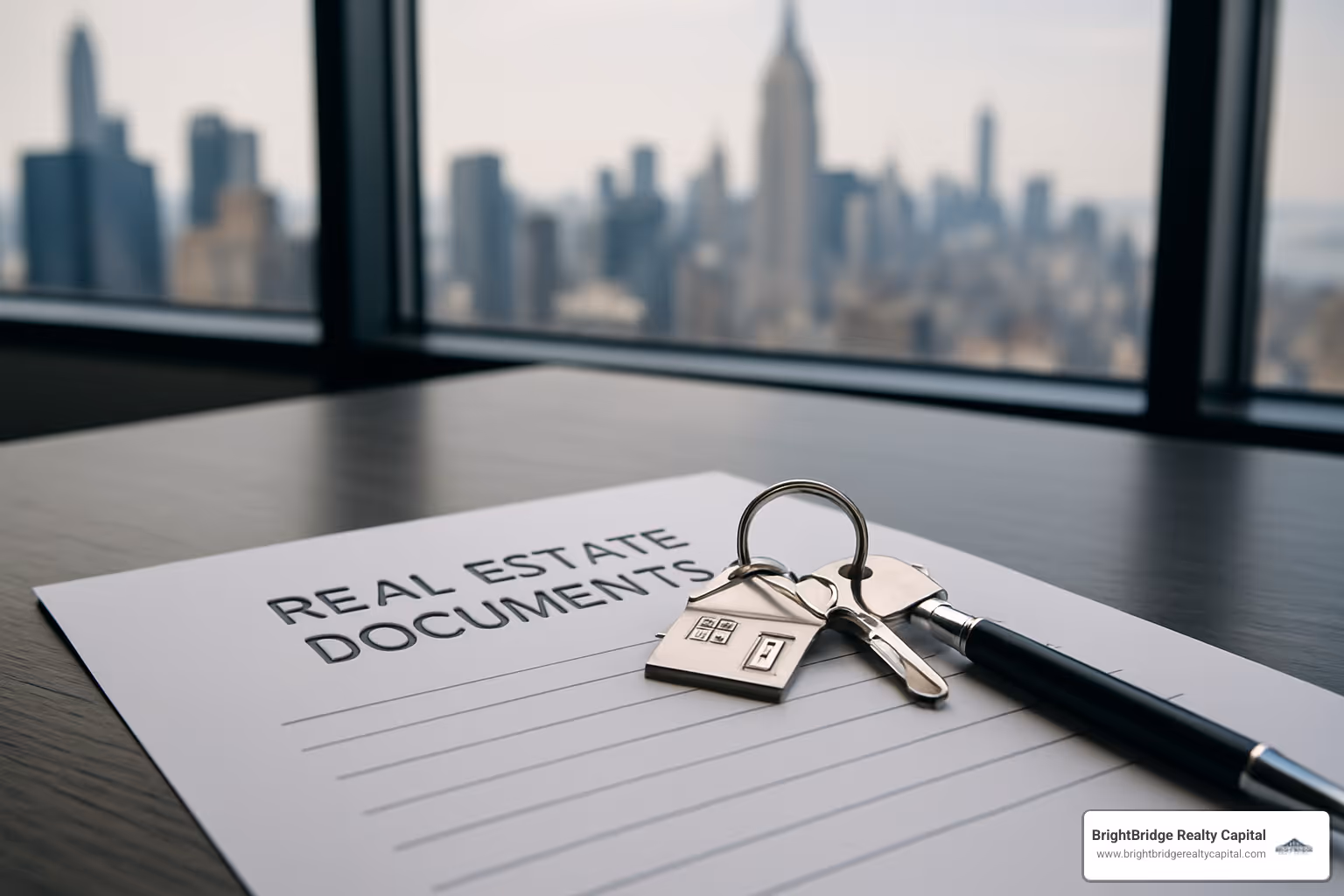 Closing table with documents and keys - NY bridge loans