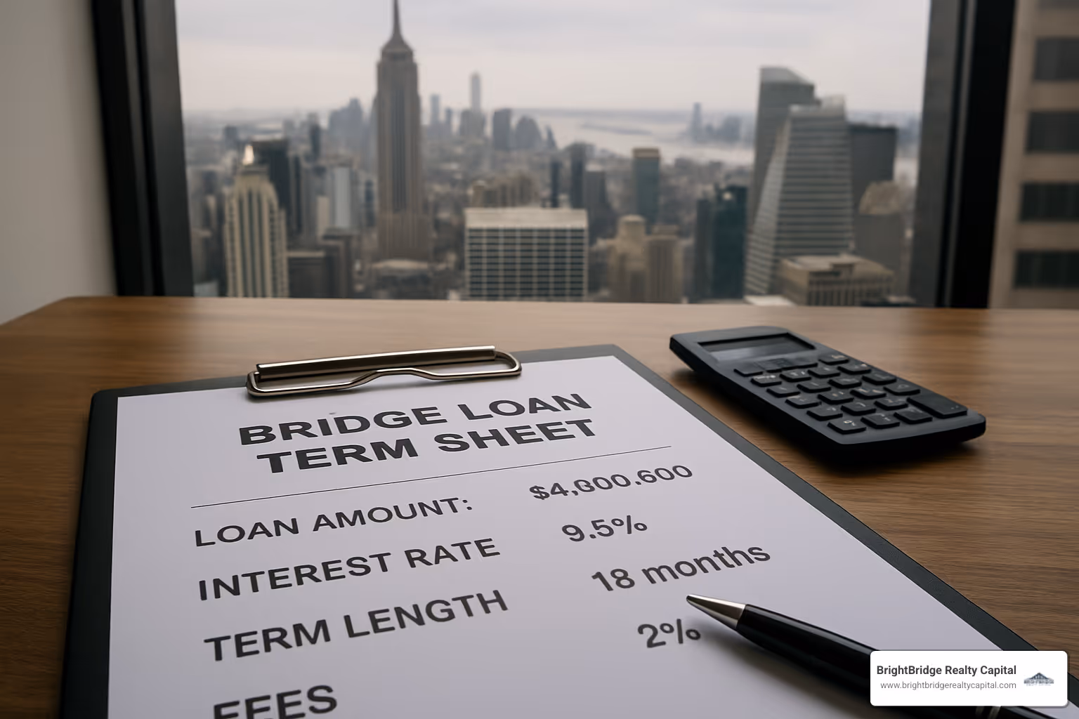 sample bridge loan term sheet - bridge funding New York