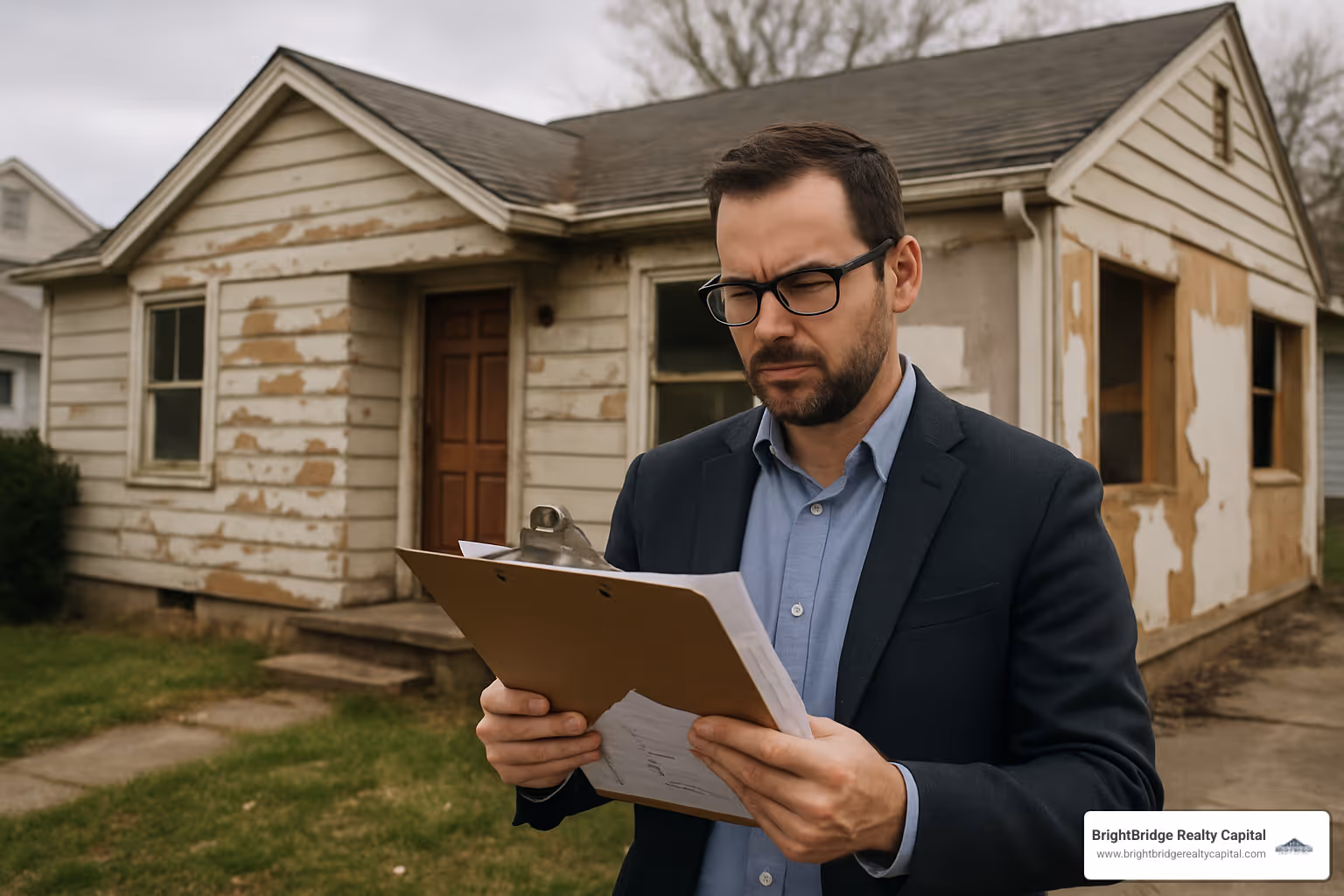 real estate investor analyzing property for fix and flip - hard money for real estate