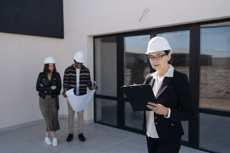Construction site with architectural plans and financing documents - commercial construction bridge loans