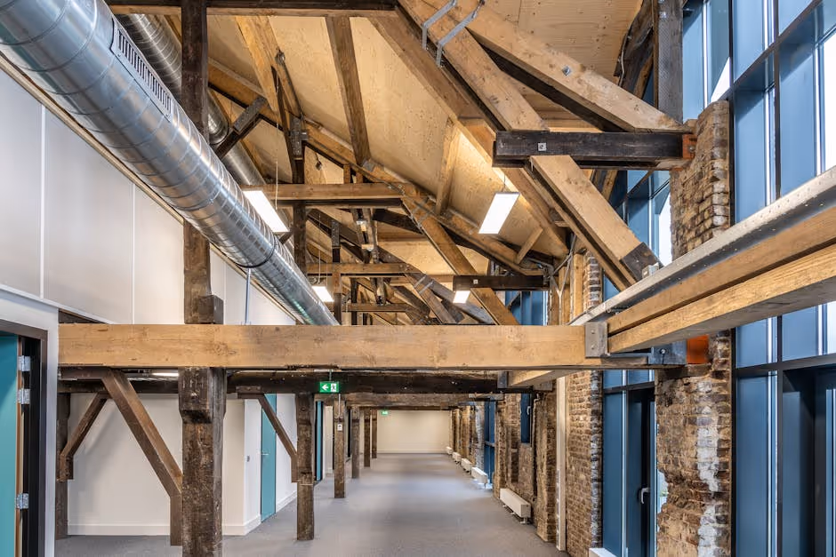 Renovated warehouse being converted to modern office space - commercial construction bridge loans