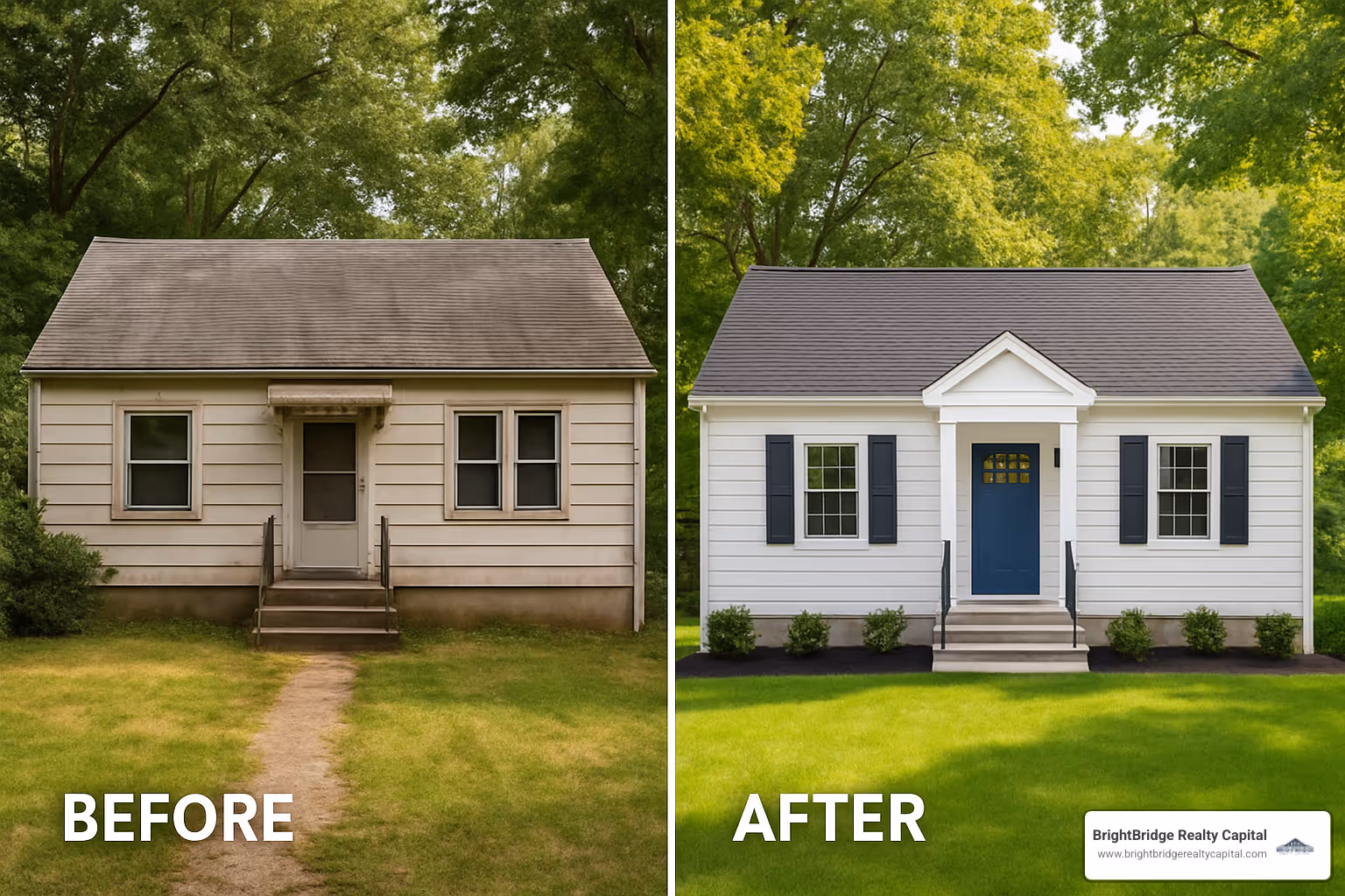 renovation project showing before and after photos of a Connecticut property flip - connecticut private lender