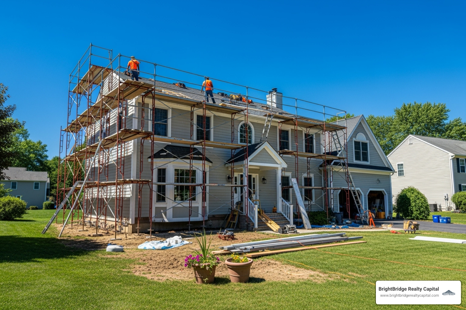 residential home in a Connecticut suburb undergoing renovations - flexible lending solutions connecticut