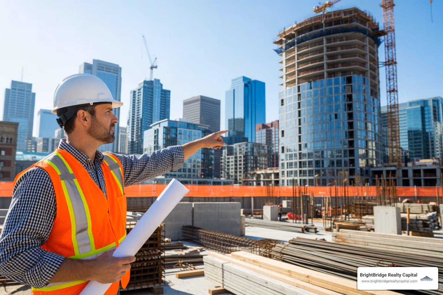 building inspector reviewing a construction site - New construction loans