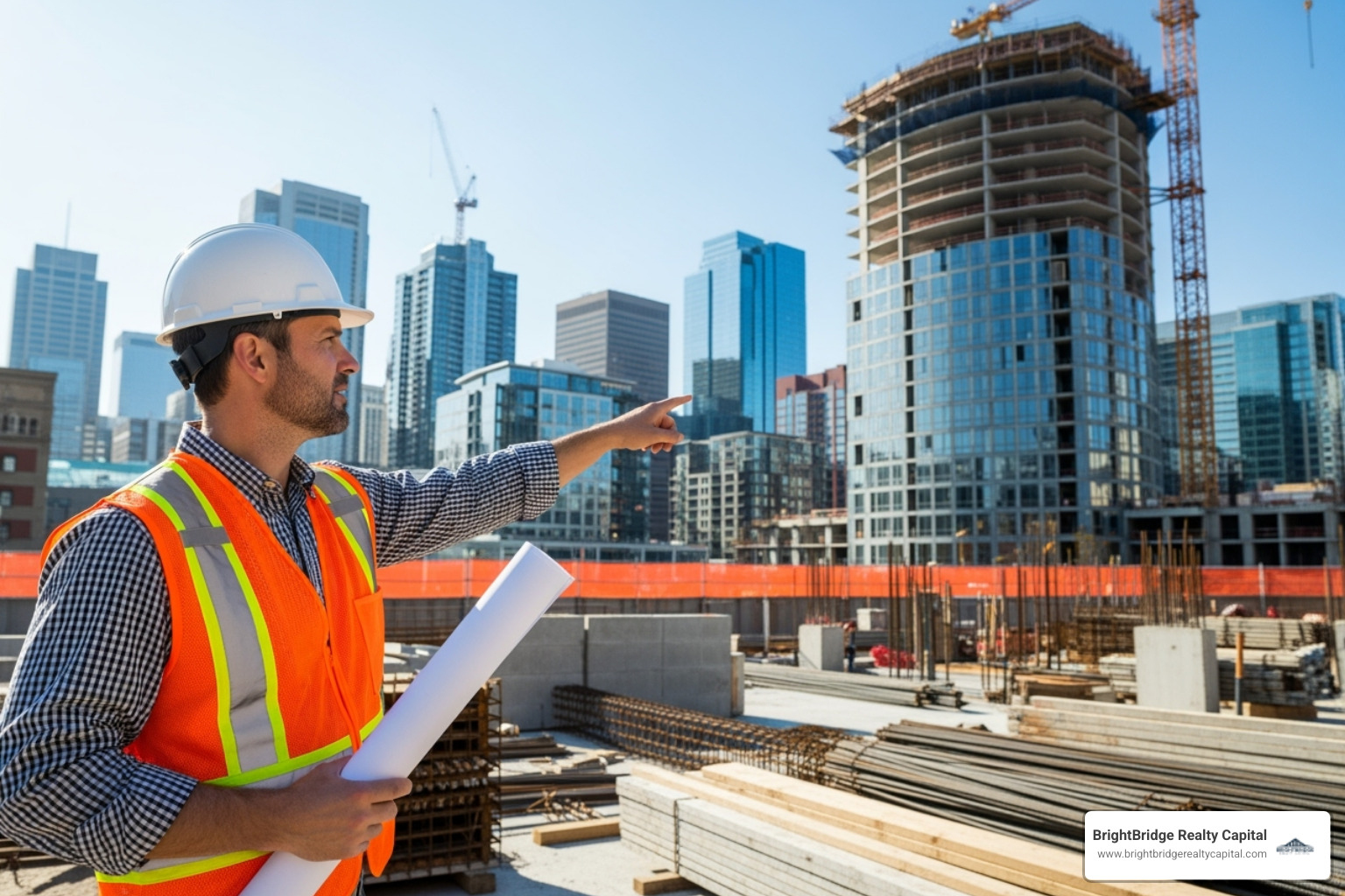 building inspector reviewing a construction site - New construction loans