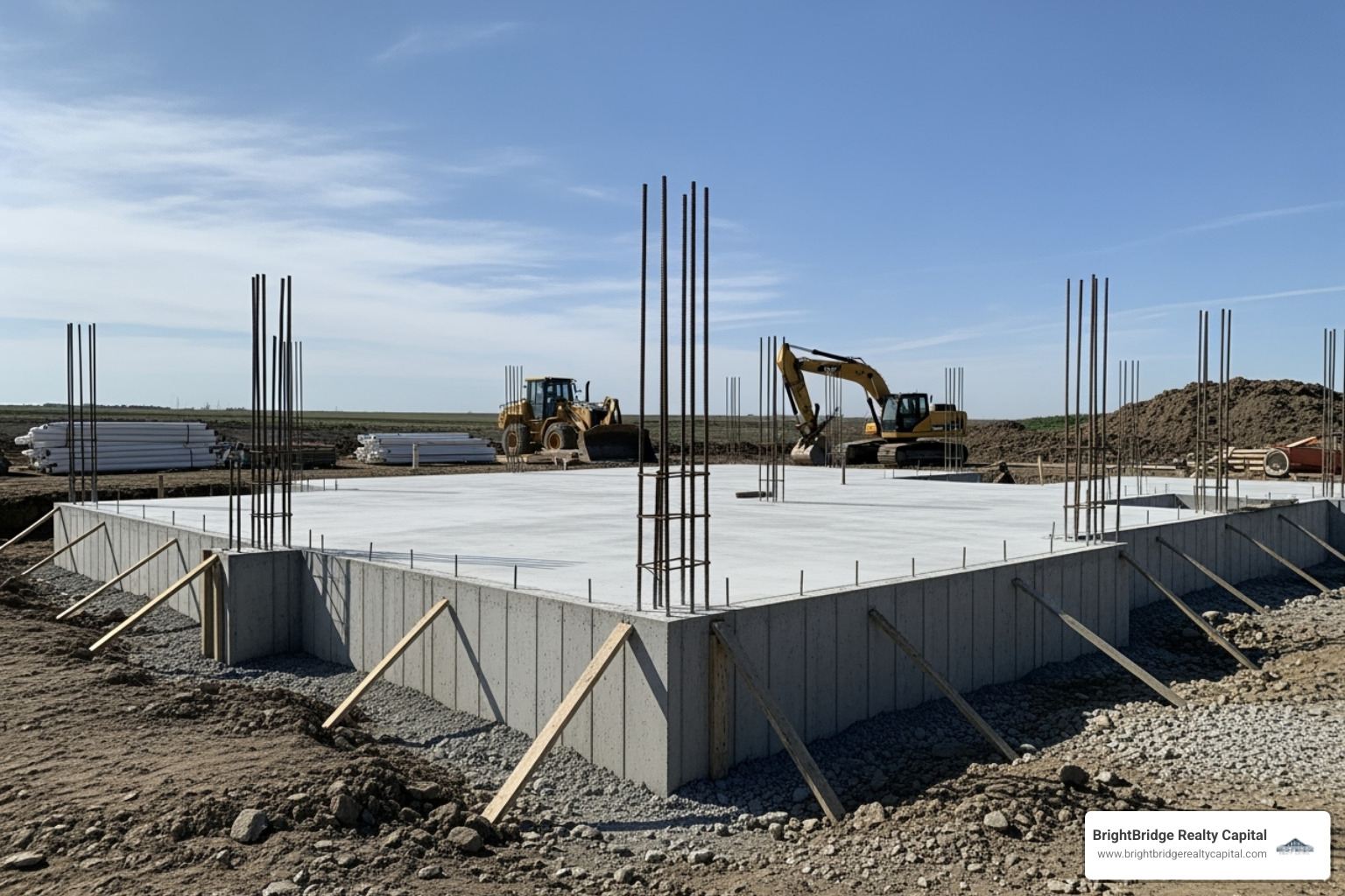 construction site with foundation poured - builder loan