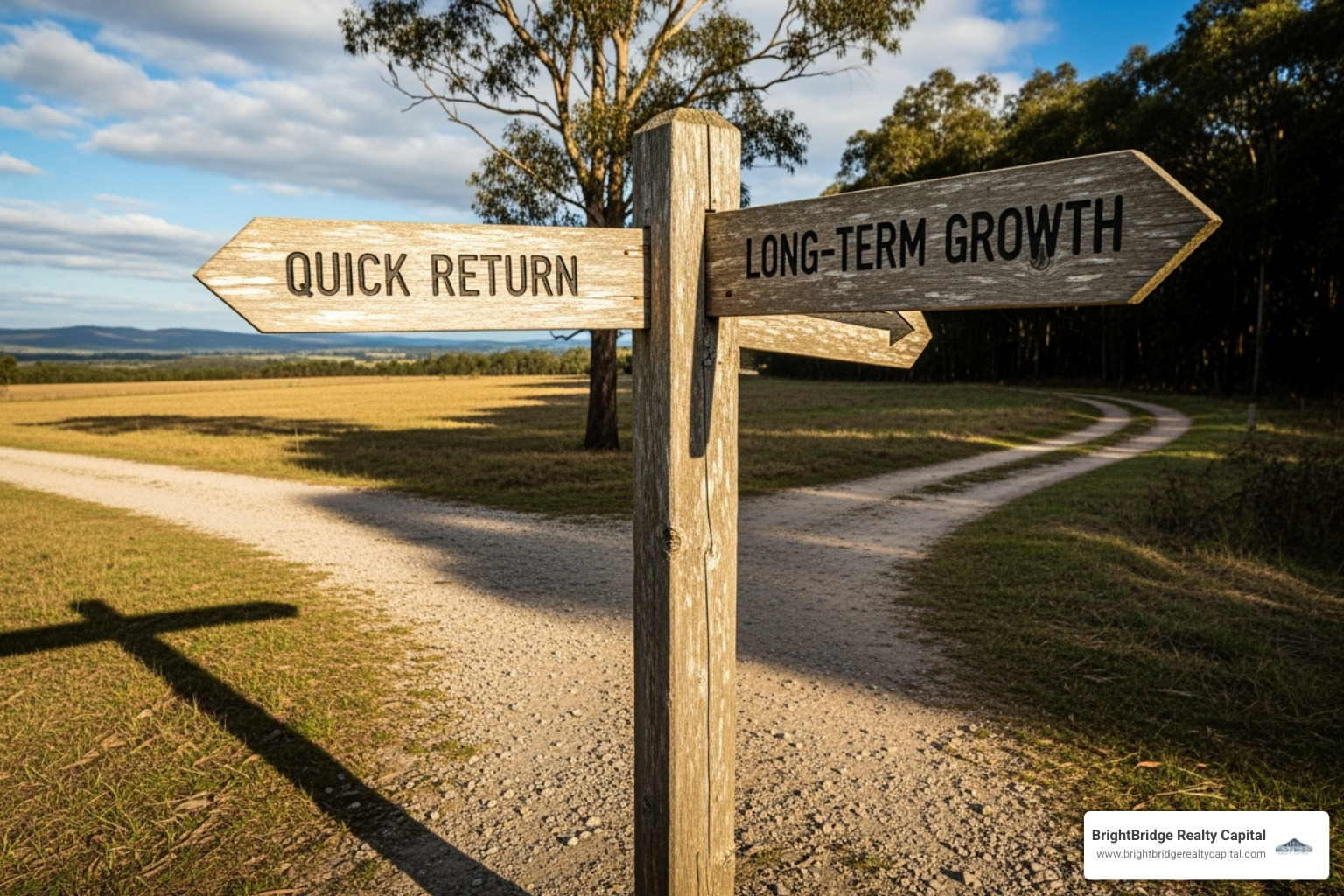 crossroads sign pointing to "Short-Term Loan" and "Long-Term Loan" - short term commercial loan