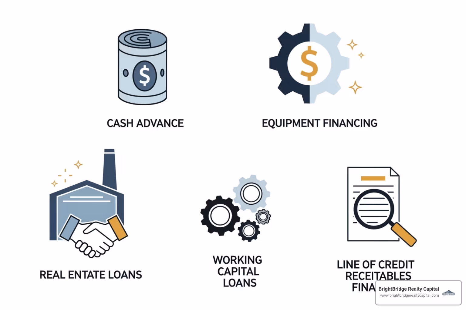 Flowchart showing different commercial loan types - Commercial property financing