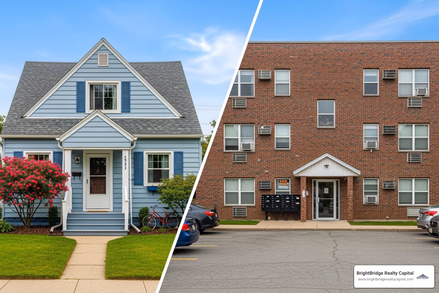 of a side-by-side comparison chart labeled "Primary Mortgage" vs. "Investment Mortgage" - Income property loans