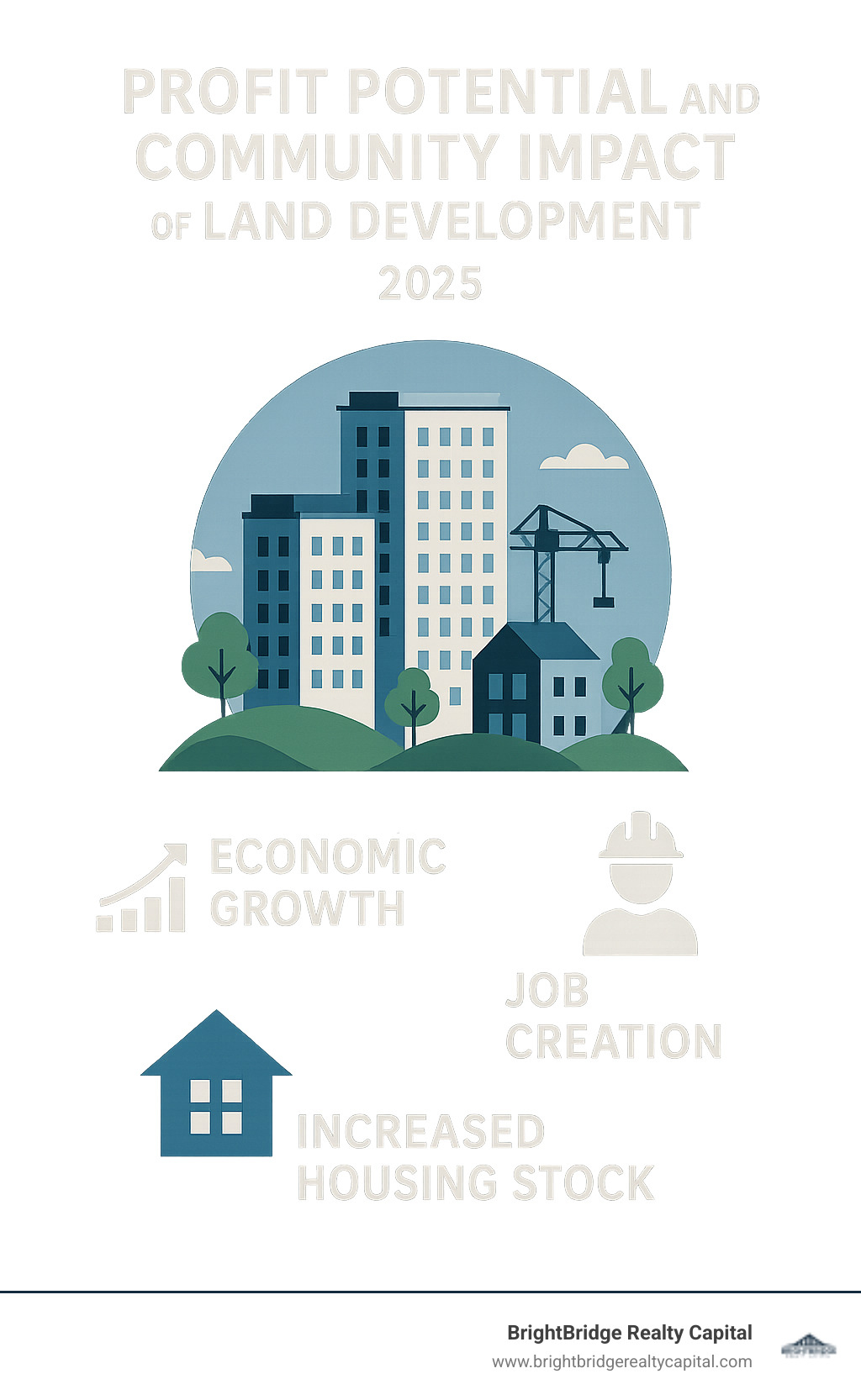 Infographic detailing the profit potential and community impact of successful land development projects, highlighting economic growth, job creation, and increased housing stock - land development loans infographic Infographic detailing the profit potential and community impact of successful land development projects, highlighting economic growth, job creation, and increased housing stock - land development loans infographic