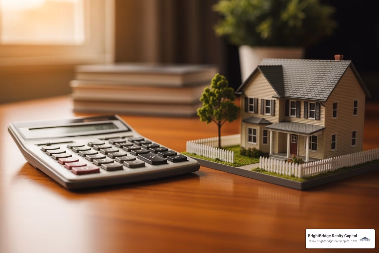 calculator next to a house model - best refinance for investment property