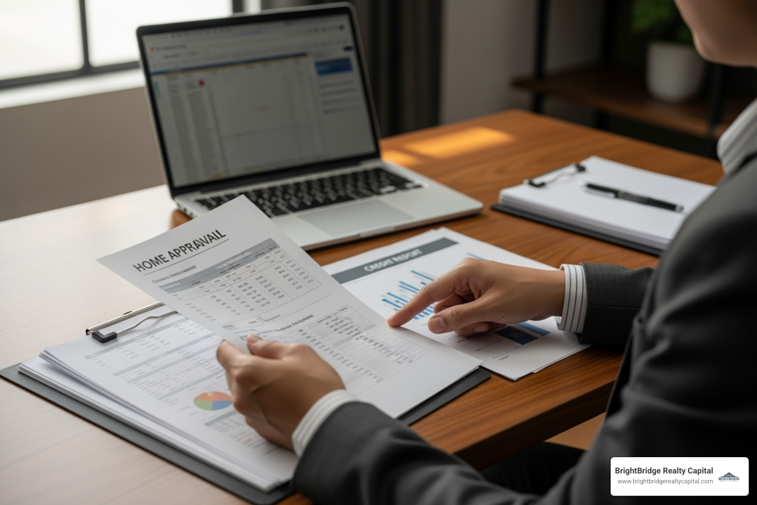 A person reviewing their credit report and home appraisal documents - bridge mortgage