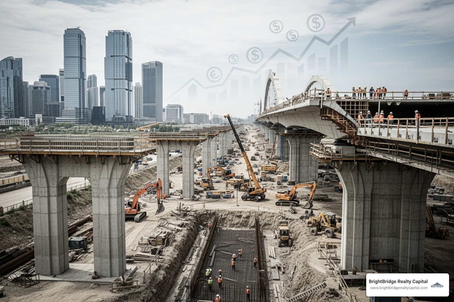 completed, modern mixed-use building with people walking by - bridge ground up construction loan