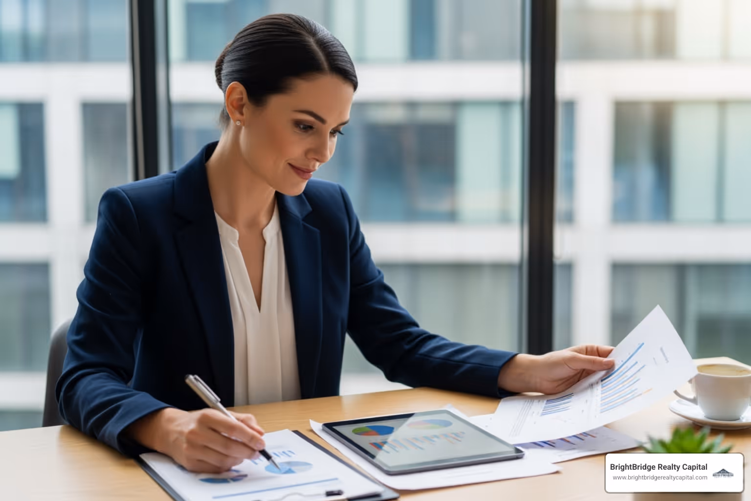 of a business owner reviewing financial documents with a look of confidence - asset based lending New York