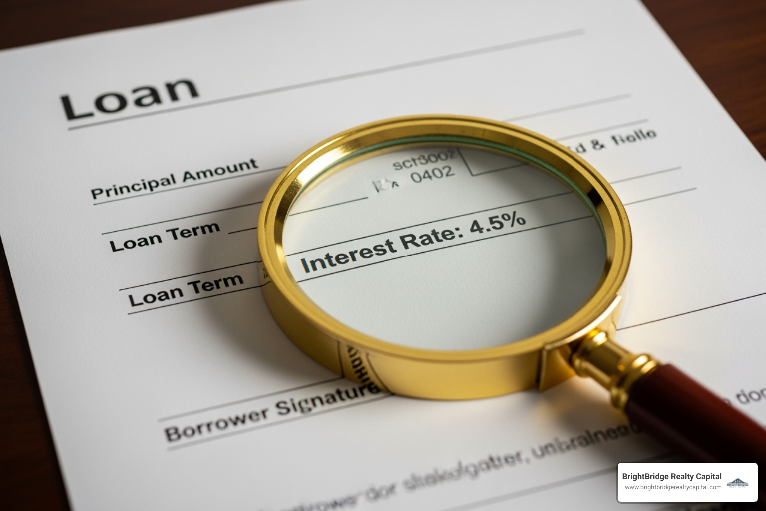 Loan document with magnifying glass over it - Rental property loans Loan document with magnifying glass over it - Rental property loans