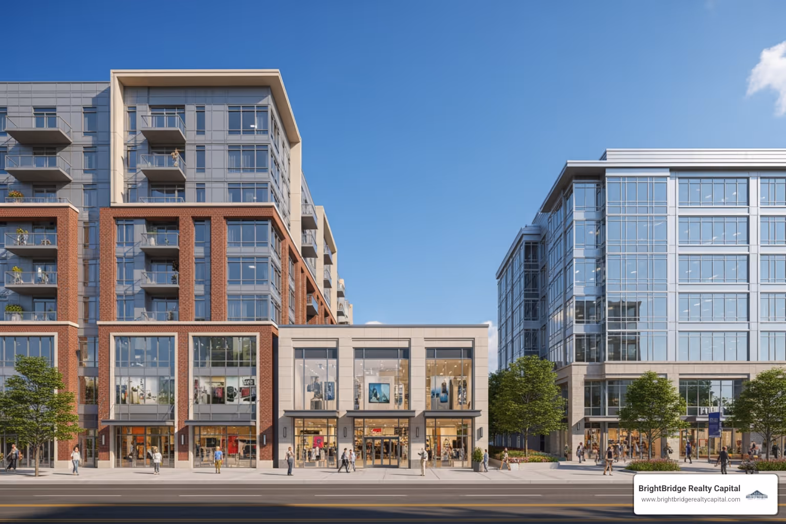 Diverse commercial properties including a multifamily building, a retail storefront, and an office complex - commercial loan approval