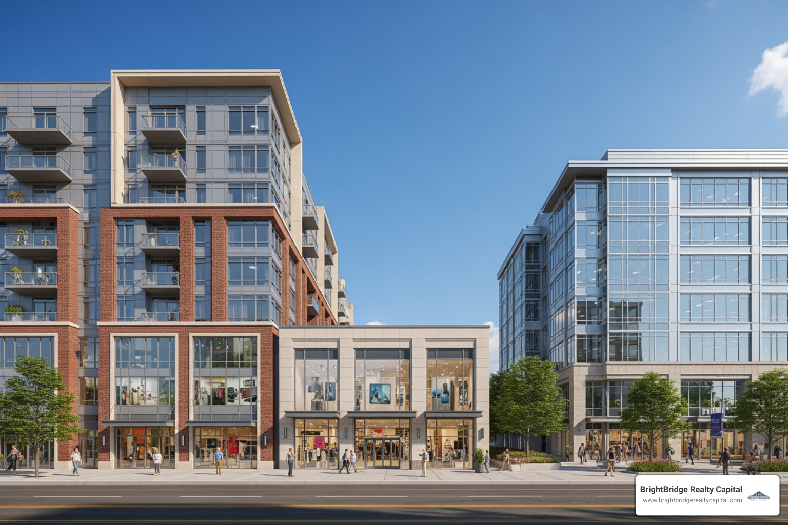 Diverse commercial properties including a multifamily building, a retail storefront, and an office complex - commercial loan approval