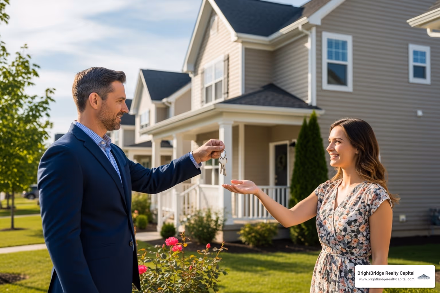 landlord handing keys to tenant - investment property acquisition
