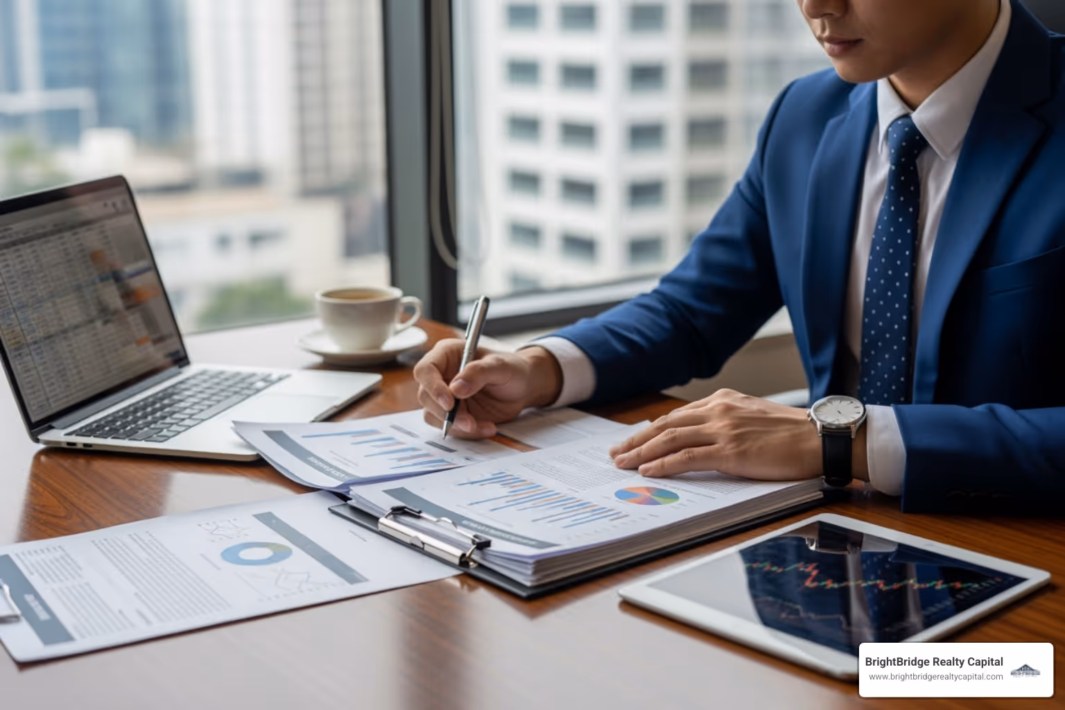 A person reviewing financial documents, possibly a loan officer or an investor preparing their application. - rental property loan New York