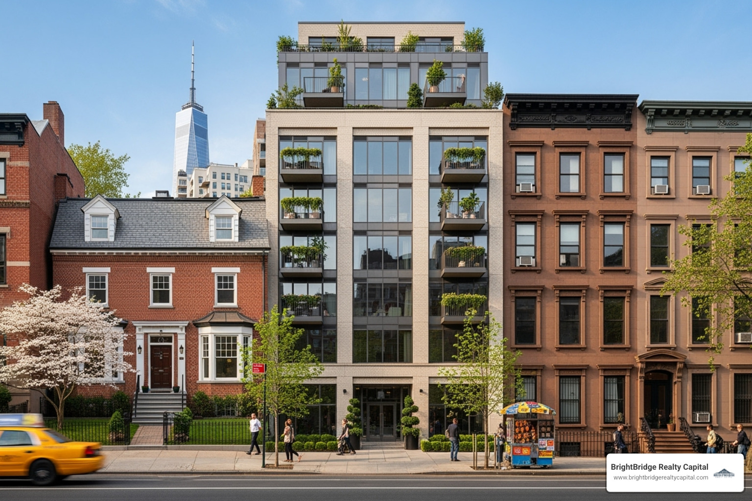 A diverse set of New York properties: a single-family home, a modern condo building, and a small multi-family brownstone. - rental property loan New York A diverse set of New York properties: a single-family home, a modern condo building, and a small multi-family brownstone. - rental property loan New York