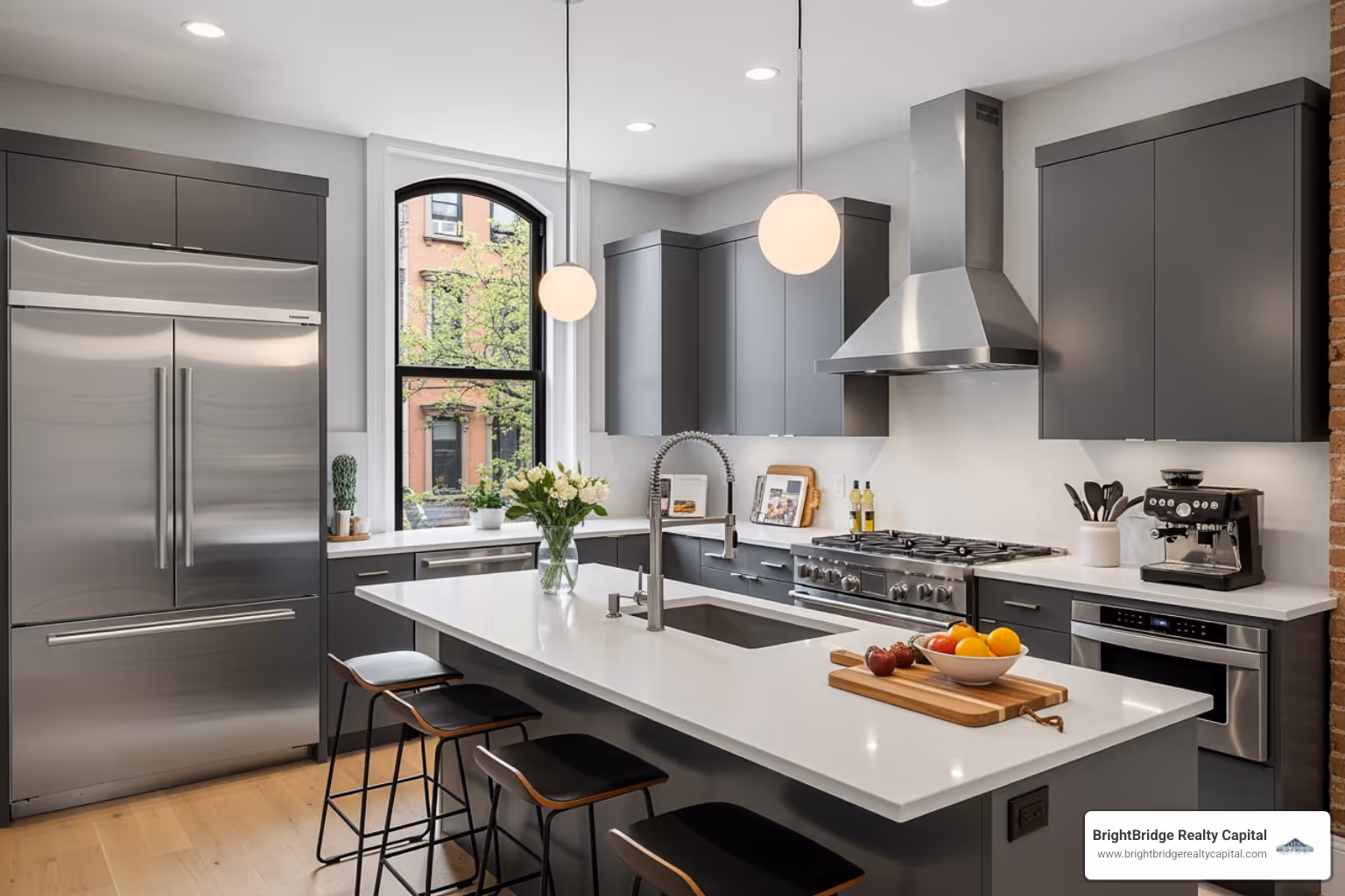 renovated kitchen in a Brooklyn brownstone - hard money New York