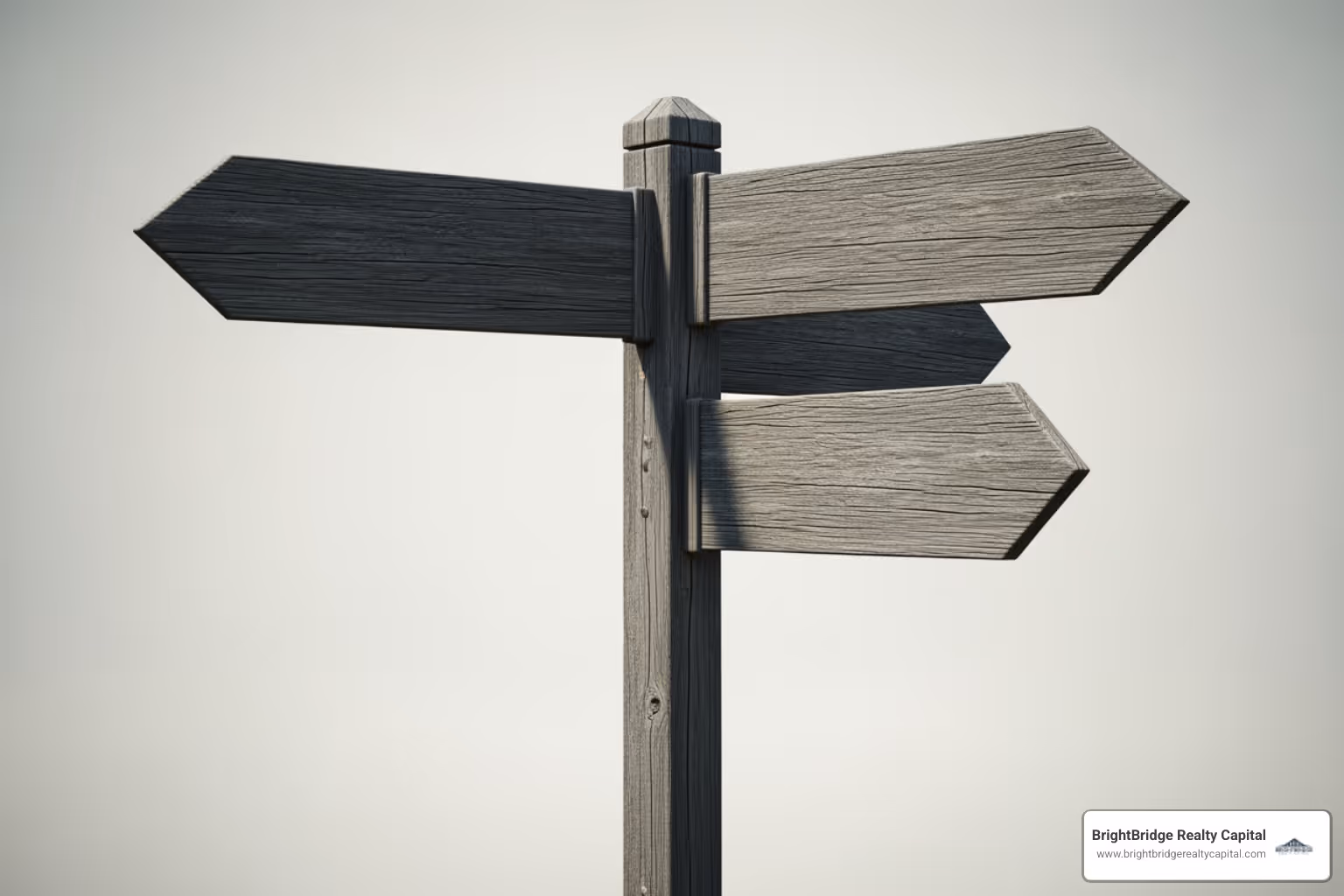three-way signpost pointing to "Direct Lender," "Intermediary," and "Traditional Bank" - direct lender meaning in real estate