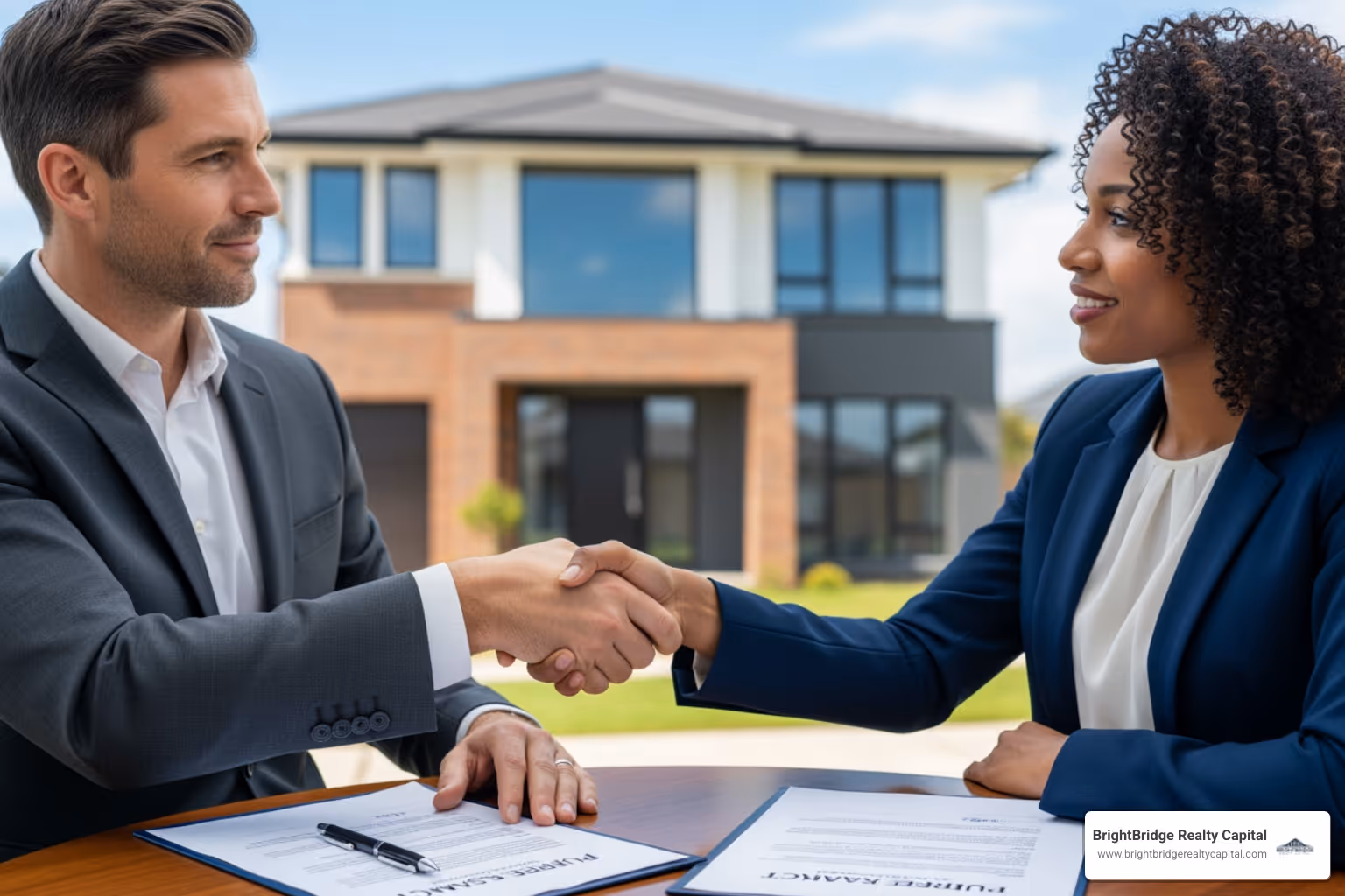 Handshake closing a real estate deal - direct private real estate lender