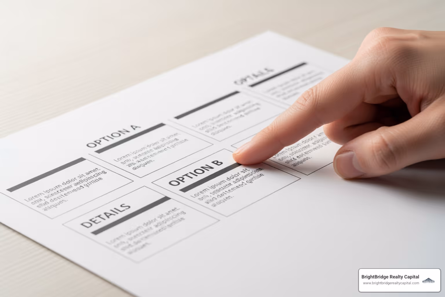 document with different loan options highlighted - Commercial construction loan
