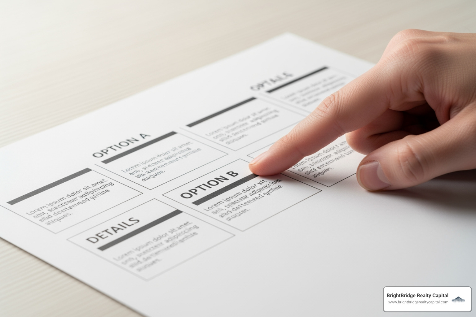 document with different loan options highlighted - Commercial construction loan document with different loan options highlighted - Commercial construction loan