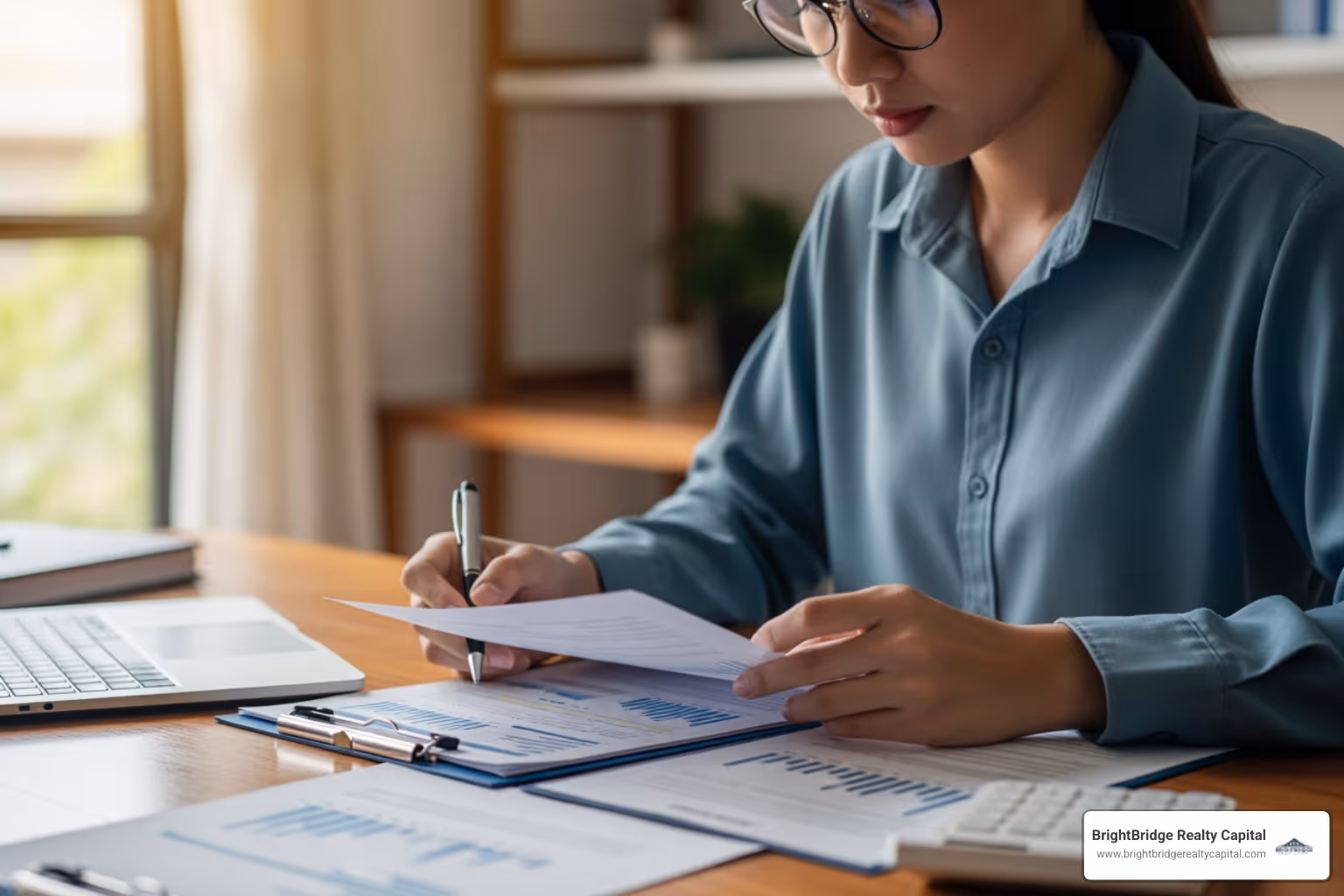 person reviewing financing documents for an investment property - grow real estate portfolio